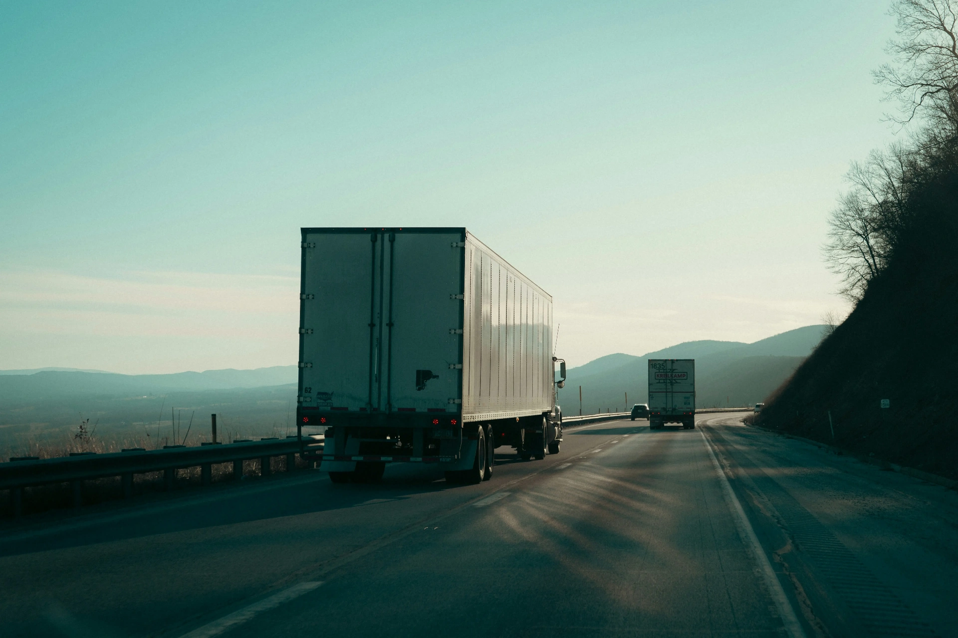 commercial trucks on US interstate highway